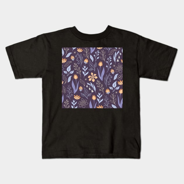 Spring tulips floral pattern Kids T-Shirt by ziryna